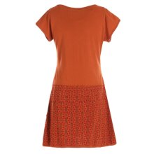 Vishes - Damen Sommerkleid Kurzarm Blumen-Kleid Tunika-Kleid T-Shirtkleid orange 36