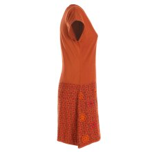 Vishes - Damen Sommerkleid Kurzarm Blumen-Kleid Tunika-Kleid T-Shirtkleid orange 40