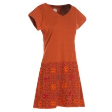 Vishes - Damen Sommerkleid Kurzarm Blumen-Kleid Tunika-Kleid T-Shirtkleid orange 46