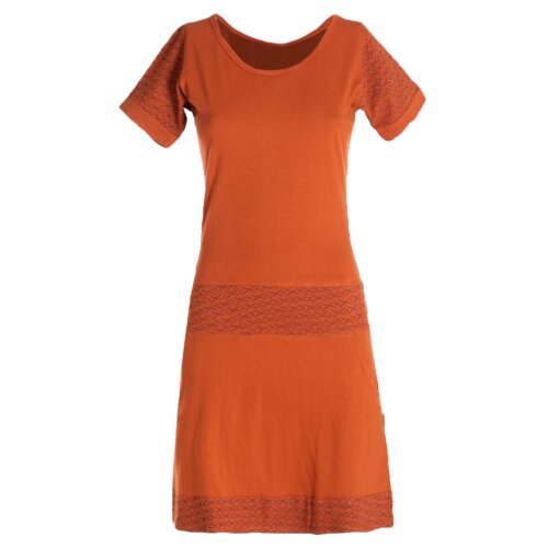 Vishes - Damen Longshirt Kleid kurzarm Mini-Kleid Sommer-Kleid T-Shirtkleid dunkelorange 36