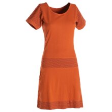 Vishes - Damen Longshirt Kleid kurzarm Mini-Kleid Sommer-Kleid T-Shirtkleid dunkelorange 36