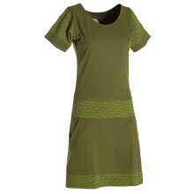 Vishes - Damen Longshirt Kleid kurzarm Mini-Kleid Sommer-Kleid T-Shirtkleid olive 36