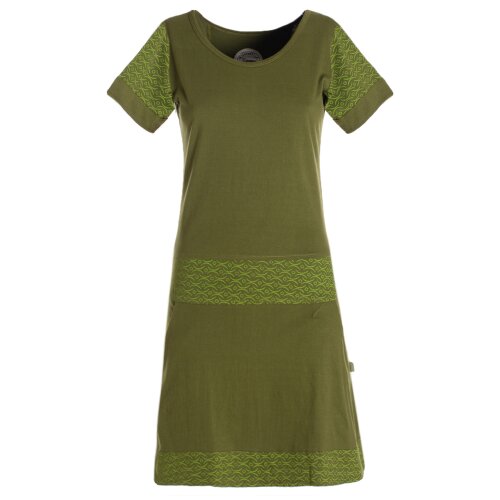 Vishes - Damen Longshirt Kleid kurzarm Mini-Kleid Sommer-Kleid T-Shirtkleid olive 42