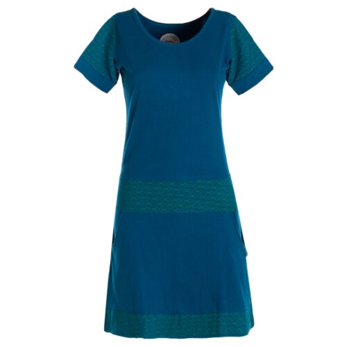 Vishes - Damen Longshirt Kleid kurzarm Mini-Kleid Sommer-Kleid T-Shirtkleid türkis 36