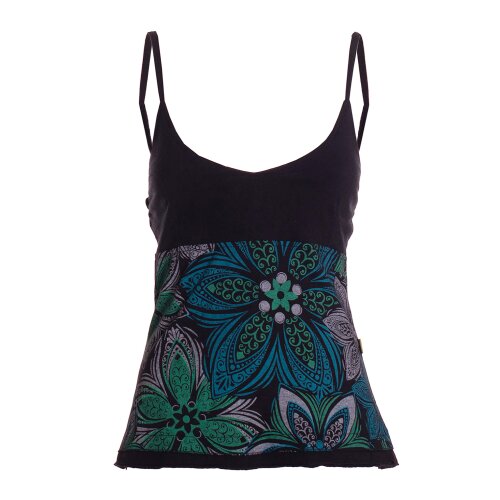 Vishes Sommer Top Damen Hemdchen Träger Floral Bedruckt Baumwolle schwarz 38
