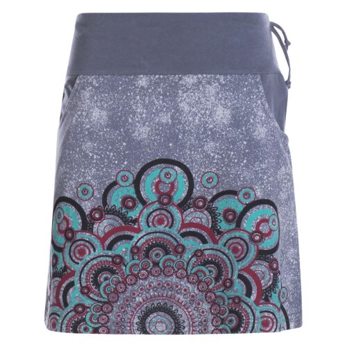 Vishes -  Kurzer Damen Baumwoll-Rock Taschen-Rock Mini-Röcke großes Mandala grau 34