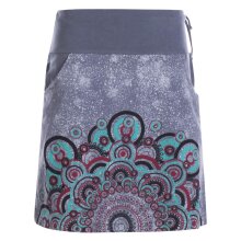 Vishes -  Kurzer Damen Baumwoll-Rock Taschen-Rock Mini-Röcke großes Mandala grau 34