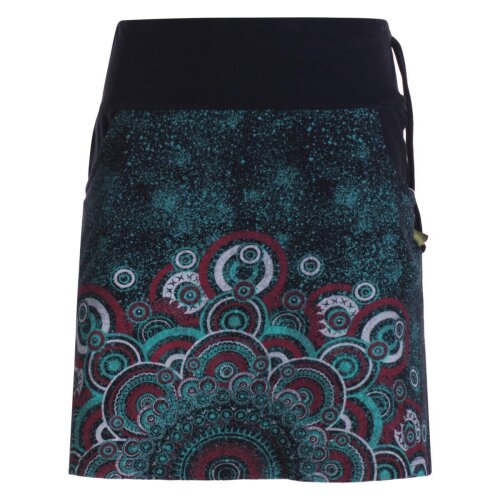 Vishes -  Kurzer Damen Baumwoll-Rock Taschen-Rock Mini-Röcke großes Mandala schwarz 48