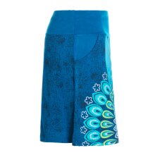 Vishes Damen Mini-Rock Baumwolle Blumen-Muster breiter Bund zum Schnüren mit Taschen türkis 42