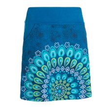 Vishes Damen Mini-Rock Baumwolle Blumen-Muster breiter Bund zum Schnüren mit Taschen türkis 42