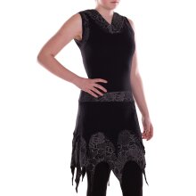 Vishes Damen Kleid Baumwolle Blumen-Muster Asymmetrisch...