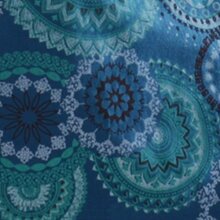 Vishes Damen mittellanges Kleid Baumwolle geometrisches Muster Wasserfall-Ausschnitt mit Taschen türkis 40