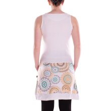 Vishes Damen mittellanges Kleid Baumwolle geometrisches Muster Wasserfall-Ausschnitt mit Taschen weiß 36