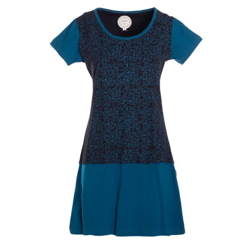 Vishes Sommerkleid Damen Kurzarm Bedruckt Jersey Baumwolle A-Linie schwarz 48