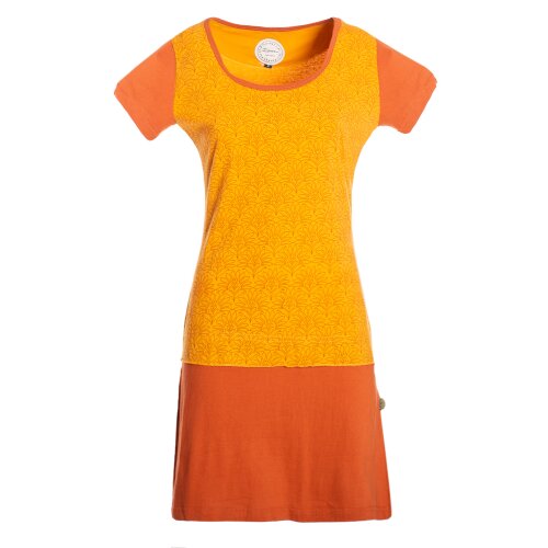 Vishes Kurzarmkleid Damen Bedruckt Zweifarbig Abgesetzt Jersey