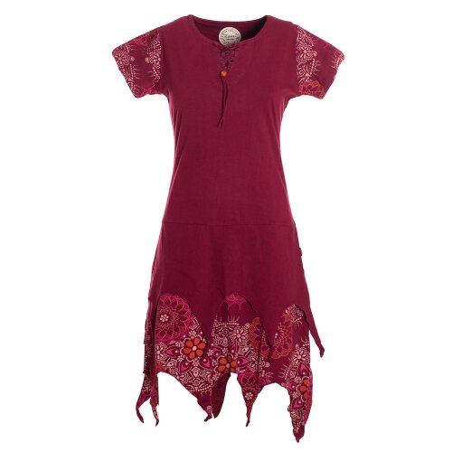 Vishes Zipfelkleid Damen Kurzarm Bedruckt Jersey Baumwolle Ethno