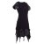 Vishes Zipfelkleid Damen Kurzarm Bedruckt Jersey Baumwolle Ethno schwarz 46-48