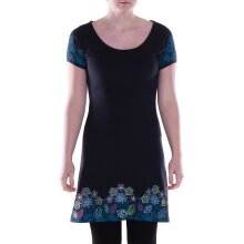Vishes Damen A-Linie Kleid Baumwolle Blumen-Muster mit Stickerei schwarz 46