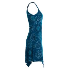 Vishes - Damen Sommer-Kleider Spagettiträger-Kleid Zipfel-Kleid Mini-Kleid türkis 34