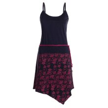 vishes Sommerkleid asymmetrische Lagen schwarz-dunkelrot 44