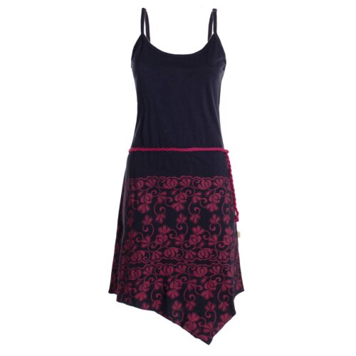 vishes Sommerkleid asymmetrische Lagen schwarz-dunkelrot 46