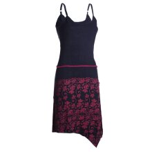 vishes Sommerkleid asymmetrische Lagen schwarz-dunkelrot 46