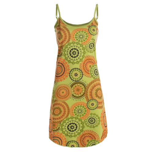 Vishes - Damen Sommer-Kleider Jersey-Kleid Mini-Kleid Spagettiträger-Kleid hellgrün 38