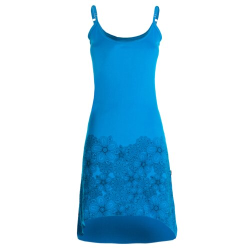 Vishes -  Damen Sommer-Kleid High-Low Kleid Spagettiträger-Kleid Shirt-Kleid blau 42