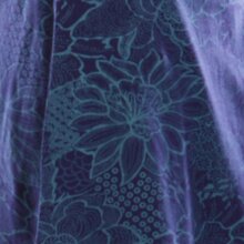 Vishes Damen A-Linie Kleid Baumwolle Blumen-Muster Wasserfall-Ausschnitt mit Taschen dunkelblau 36