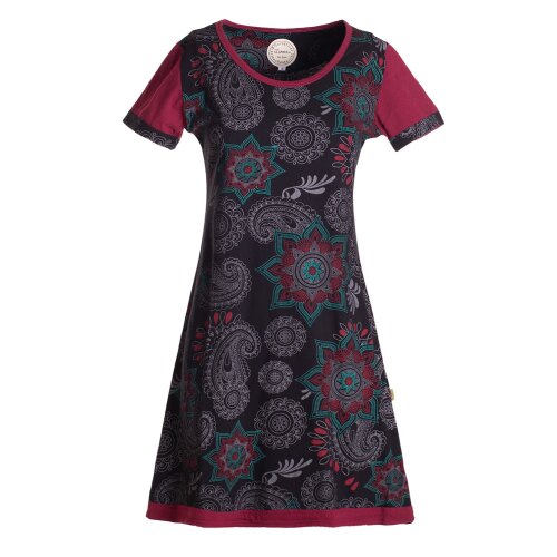 Vishes Mini kurzarm Baumwolle Sommerkleid Mandalas Hippie schwarz 44
