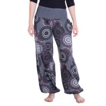 Vishes Sommer Haremshose Pluderhose mit breitem Bund und Mandalas, freesize 34–44 grau