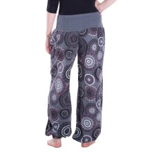 Vishes Sommer Haremshose Pluderhose mit breitem Bund und Mandalas, freesize 34–44 grau
