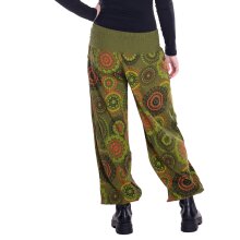 Vishes Sommer Haremshose Pluderhose mit breitem Bund und Mandalas, freesize 34–44 olive