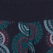 Vishes Sommer Haremshose Pluderhose mit breitem Bund und Mandalas, freesize 34–44 schwarz