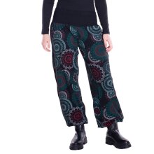 Vishes Sommer Haremshose Pluderhose mit breitem Bund und Mandalas, freesize 34–44 schwarz
