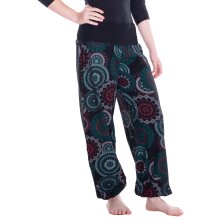 Vishes Sommer Haremshose Pluderhose mit breitem Bund und Mandalas, freesize 34–44 schwarz