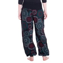 Vishes Sommer Haremshose Pluderhose mit breitem Bund und Mandalas, freesize 34–44 schwarz