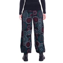 Vishes Sommer Haremshose Pluderhose mit breitem Bund und Mandalas, freesize 34–44 schwarz