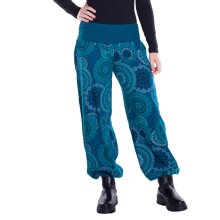 Vishes Sommer Haremshose Pluderhose mit breitem Bund und Mandalas, freesize 34–44 türkis