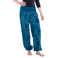 Vishes Sommer Haremshose Pluderhose mit breitem Bund und Mandalas, freesize 34–44 türkis