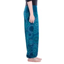 Vishes Sommer Haremshose Pluderhose mit breitem Bund und Mandalas, freesize 34–44 türkis