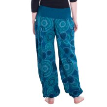 Vishes Sommer Haremshose Pluderhose mit breitem Bund und Mandalas, freesize 34–44 türkis