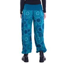 Vishes Sommer Haremshose Pluderhose mit breitem Bund und Mandalas, freesize 34–44 türkis