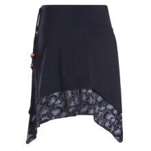 Vishes Damen Mini-Rock Baumwolle A-Linie Blumen-Muster breiter Bund zum Schnüren schwarz 40