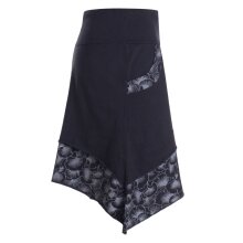 Vishes Damen Mini-Rock Baumwolle A-Linie Blumen-Muster breiter Bund zum Schnüren schwarz 46