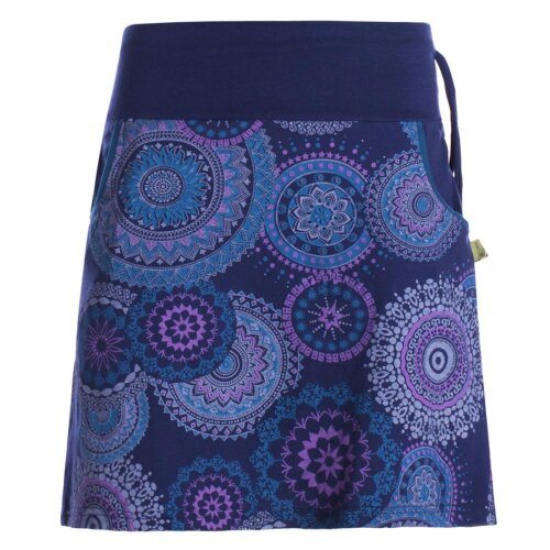 Vishes - Kurzer Damen Baumwoll-Rock Taschen-Rock Mini-Röcke Mandala dunkelblau-40-42