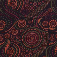 Vishes Damen Mini-Rock Baumwolle Mandala-Muster extra breiter Bund mit Kordel-Zug schwarz-orange 36