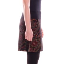 Vishes Damen Mini-Rock Baumwolle Mandala-Muster extra breiter Bund mit Kordel-Zug schwarz-orange 36