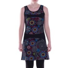 Vishes Damen mittellanges Kleid Baumwolle Paisley Patchwork-Design schwarz-grau 42