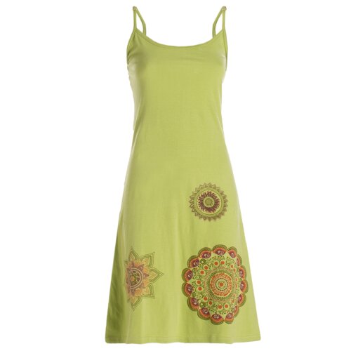 Vishes - Damen Sommer-Kleider Mini-Kleid Jersey-Kleid Spagettiträger-Kleid hellgrün 34